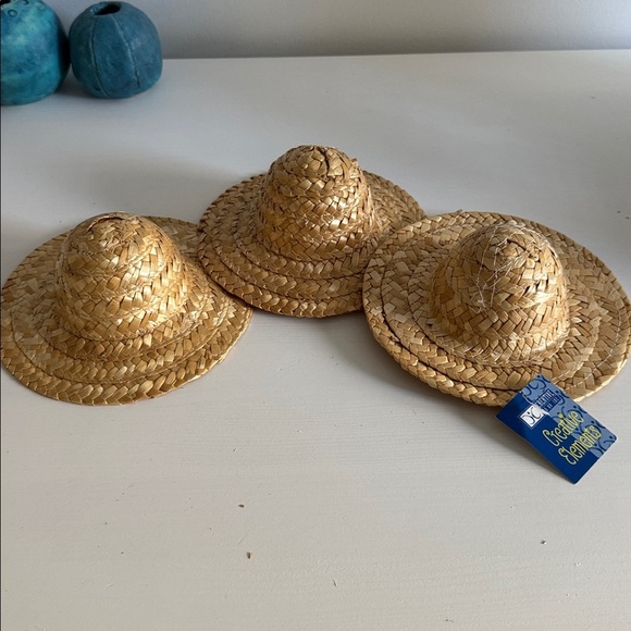 Straw Hats  (4) Miniatures for Crafting Projects Creative Co-Op - Picture 7 of 8